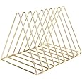 Cq acrylic Triangle File Folder Racks and Magazine Holder,10 Lattice Metal Newspaper Holder Magazine File Storage for Office Home Decoration,Gold