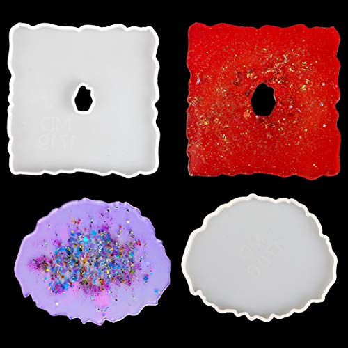 Outgeek Resin Coaster Molds with 4PCS Silicone Molds
