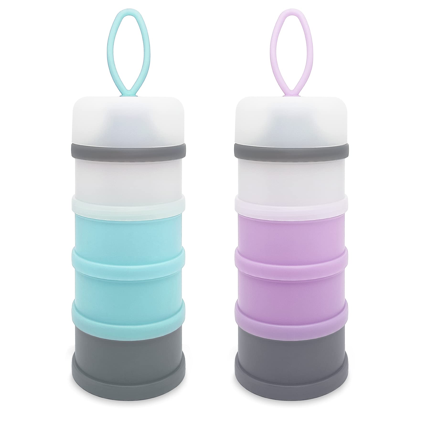 Photo 1 of LADISO Baby Formula Dispenser, Portable Milk Powder Dispenser Container, Baby Feeding Travel Storage Container, Non-Spill Stackable Baby Snack Storage Container, BPA Free, 4 Compartments, 2 Packs