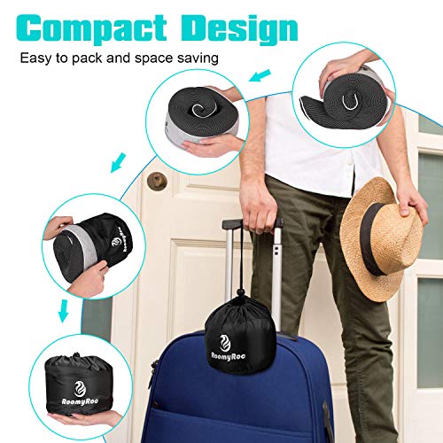 RoomyRoc Travel Pillow 100% Pure Memory Foam Neck Pillow, Soft Full Chin Head Neck Support Adjustable Best Sleep Pillow with Mask Earplug, Breathable & Washable Pillowcase, Car & Airplane Pillow, Grey
