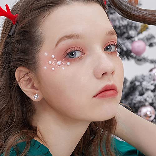 Finrezio 3 Pairs Hypoallergenic Silver Christmas Earrings for Women and Girls - Snowflake, Reindeer and Hat Earrings - Birthday Gift, Sterling Silver