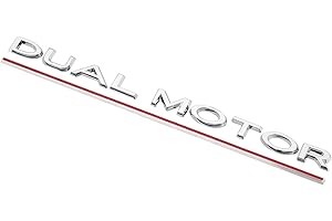 KEIVIWO Dual Motor Emblem Sticker for Tesla Model 3 Model Y, ABS Underline Badge Letters Sticker for Car Rear Trunk Compatible with Tesla Model 3/Y/S/X Decals Decorative Accessories (Silver)