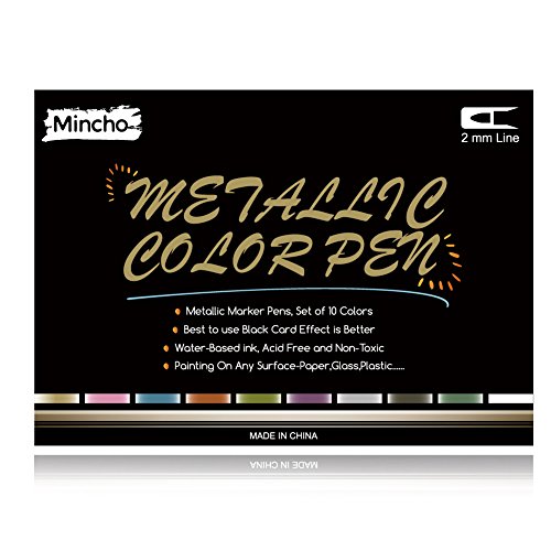 Metallic Markers Paints Pens - Medium Fine Point Metal Art Painting Markers For Gift Card Making, DIY Photo Album, Scrapbooking, Christmas Craft Kids - Works on Most Surfaces - Pack of 10 - Thumbnail 6