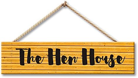 Hermosaa The Hen House Chicken Signs Farmhouse Rustic Wall Hangings 16 x 4 Inches Wood Plank Design Hanging Sign