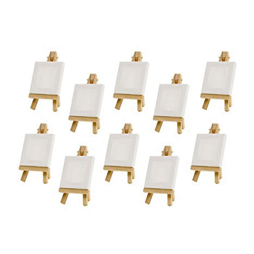 Dneudct 10 Sets Mini Display Easel With Canvas 8X8Cm Wedding Table Numbers Painting Hobby Painting Craft Diy Drawing Small Table Easel Gift