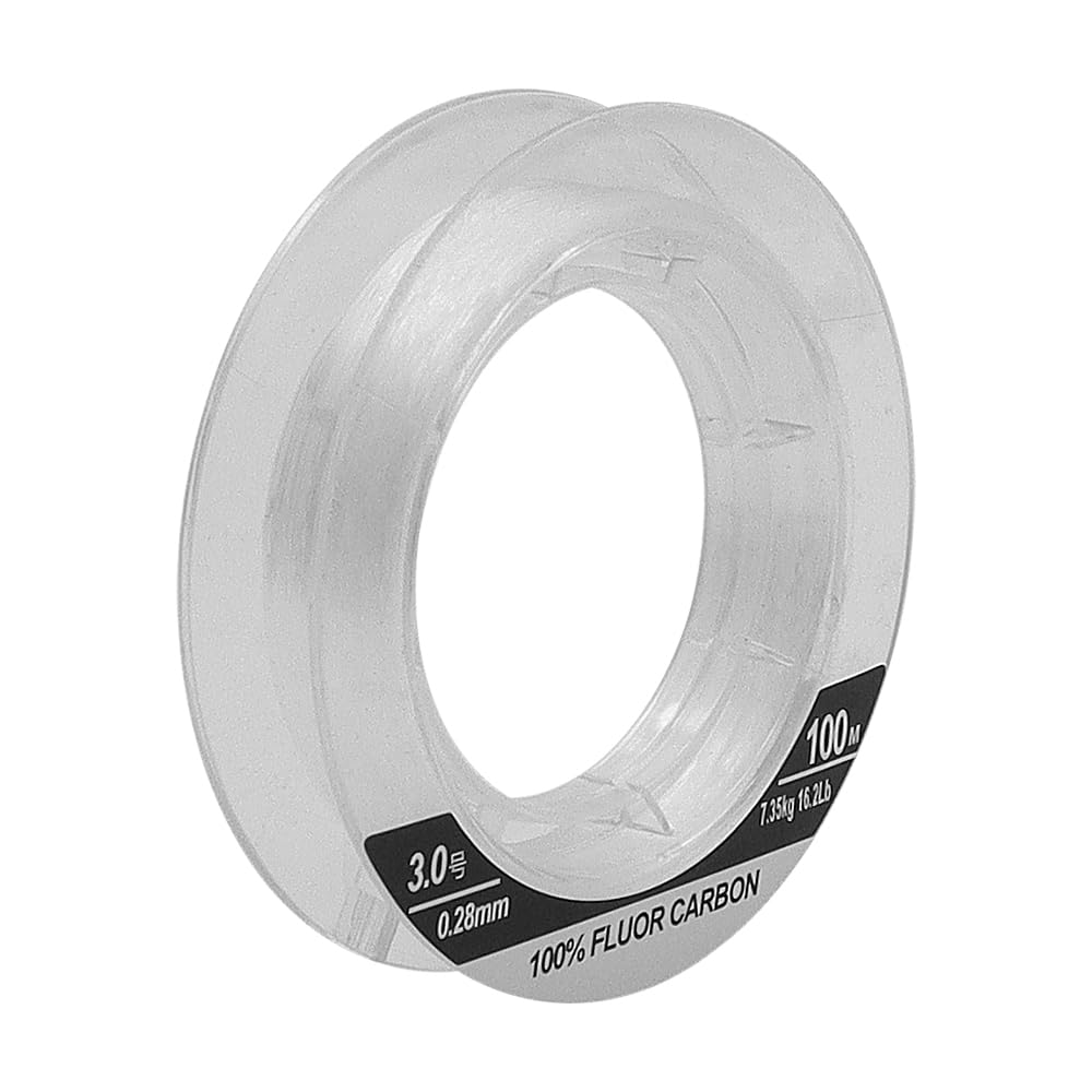 FONGKNOX 100M 100% Fluorocarbon Fishing Line Premium Quality Leader Line Low Resilience Strong Tension Smooth High Sensitive Anti-Knotting Anti-Curl Freshwater Saltwater Fishing Size 3.0 16.2LB/7.3KG