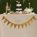 Ling's moment 10 Feet Paper Pennant Banner Triangle Bunting Garland Double Sided Glitter Flags Banner Vintage Style Pennant Banner for Gold Party, Wedding, Baby Shower, Event & Party Supplies, 15pcs