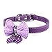 haoricu Pet Collars, Knit Bowknot Adjustable PU Leather Dog Puppy Necklace (Purple)