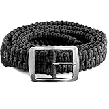 Paracord Belt - Survival Belt with Metal Buckle, Adjustable, Fits Most Men & Women Waist, Outdoor Gear Kit for Camping, Hiking, Fishing, Sports Exercise, Casual Formal Design, 250LB Paracord - Black