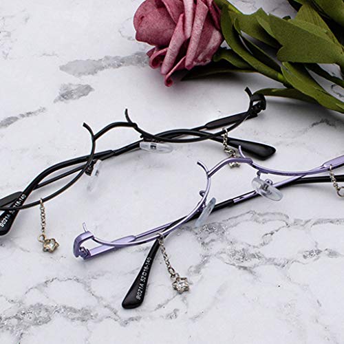 Women Fashion None lens Chain Pendant Decoration Flat Mirror Glasses Outdoor Stylish Eyeglasses (Gold, Size:Free Size)