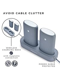 Juego de 2 bancos de energía + estación de carga inalámbrica [MANGATA ORBIT] 2 x 5000 mAh batería de carga rápida banco de carga Dock   Sin cable embrague: escritorio, hogar familiar, oficina, iPhone, Samsung, iPad, teléfono, Graphite