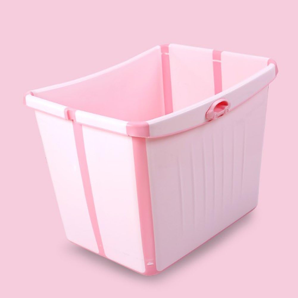 Folding Bathtub Infants And Young Children Toy Box 360 Lock Temperature Storage Box, High Temperature Resistance Laundry Bucket Swimming Pool/Barrel Portable,Pink