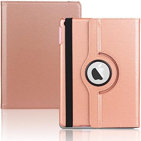 New iPad 9.7 inch 2018/2017 Case,360 Degree Rotating Stand Smart Cover Full Body Protective Cover for New iPad 2018/2017 New iPad 9.7 inch 2018/2017 Rose Gold