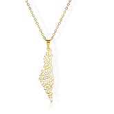 Amaxer Israel Palestine Map Necklace Map Pendant Adjustable Necklace Charm Inspirational Gift for Women