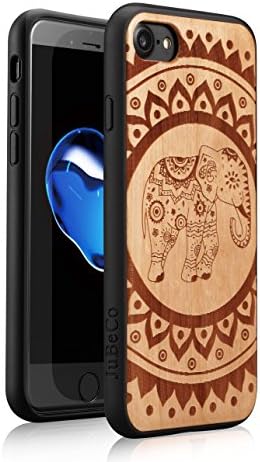 JuBeCo iPhone 7 Case, Slim Wood Protective Cover Case for iPhone 7 ,Handmade Natural Solid Wood Case, Bamboo Case (elephant cherry)