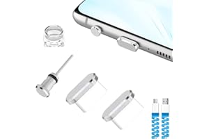 VIWIEU USB C Dust Plug Cover Cell Phone C Charging Port and Cable Protector, Compatible with iPhone 15 Plus Pro Max Samsung Galaxy Pixel OnePlus Laptop MacBook Pro Silver 2 Pack