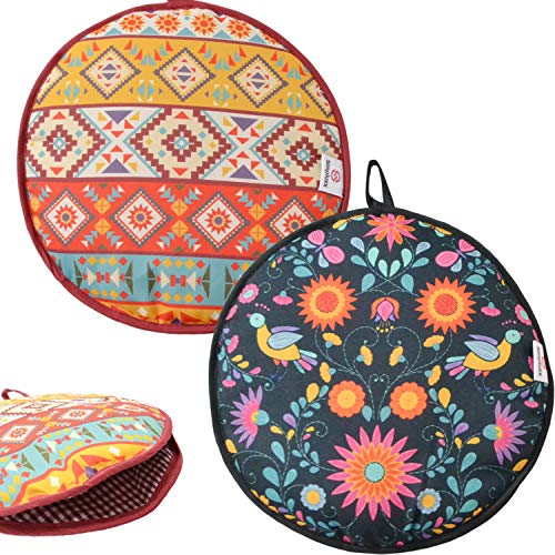 Microwaveable XLarge Tortilla Warmer Pouch 2 Pack 2 Fun Designs to
