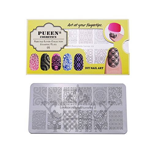 PUEEN Nail Art Stamping Plate - Fairytale Lover 01 - 125x65mm Unique Nailart Polish Stamping Manicure Image Plates Accessories Kit-BH000557