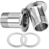 Fitvell Sanitary Pipe Fitting 1" NPT Male Thread x 1.5" Tri Clamp 2Pcs | Stainless Steel 50.5mm Ferrule OD Sanitary Home Brew Adapter
