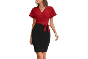 GRACE KARIN Women's Business Pencil Dress Short Sleeve Wedding Guest Office Work Dresses Cocktail Party