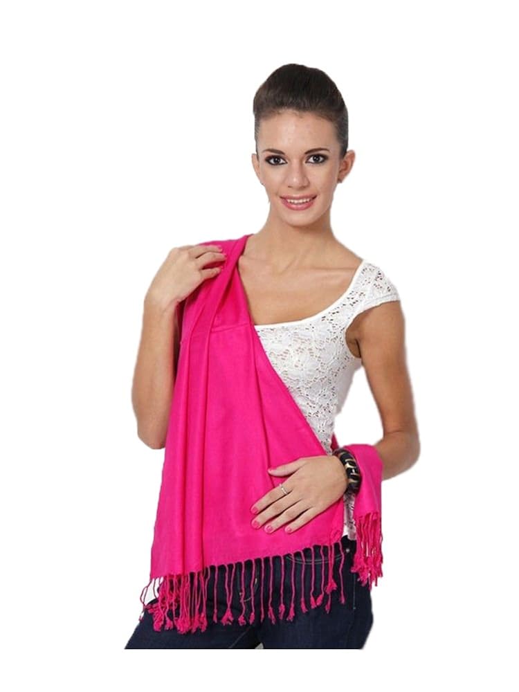 muumuu women's plain viscose stole (yellow & hot pink)