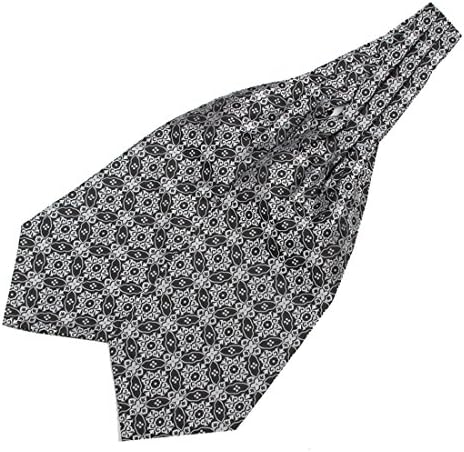 Stylefad Men's Woven Mirofiber Cravat Ascot Self Tie Silver Floral