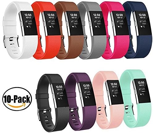 For Fitbit Charge 2 Bands,Thmeth Adjustable Replacement Sport Strap Bands for Fitbit Charge 2 Smartwatch Fitness Wristband (10Pack, Small 5.5"-6.7")