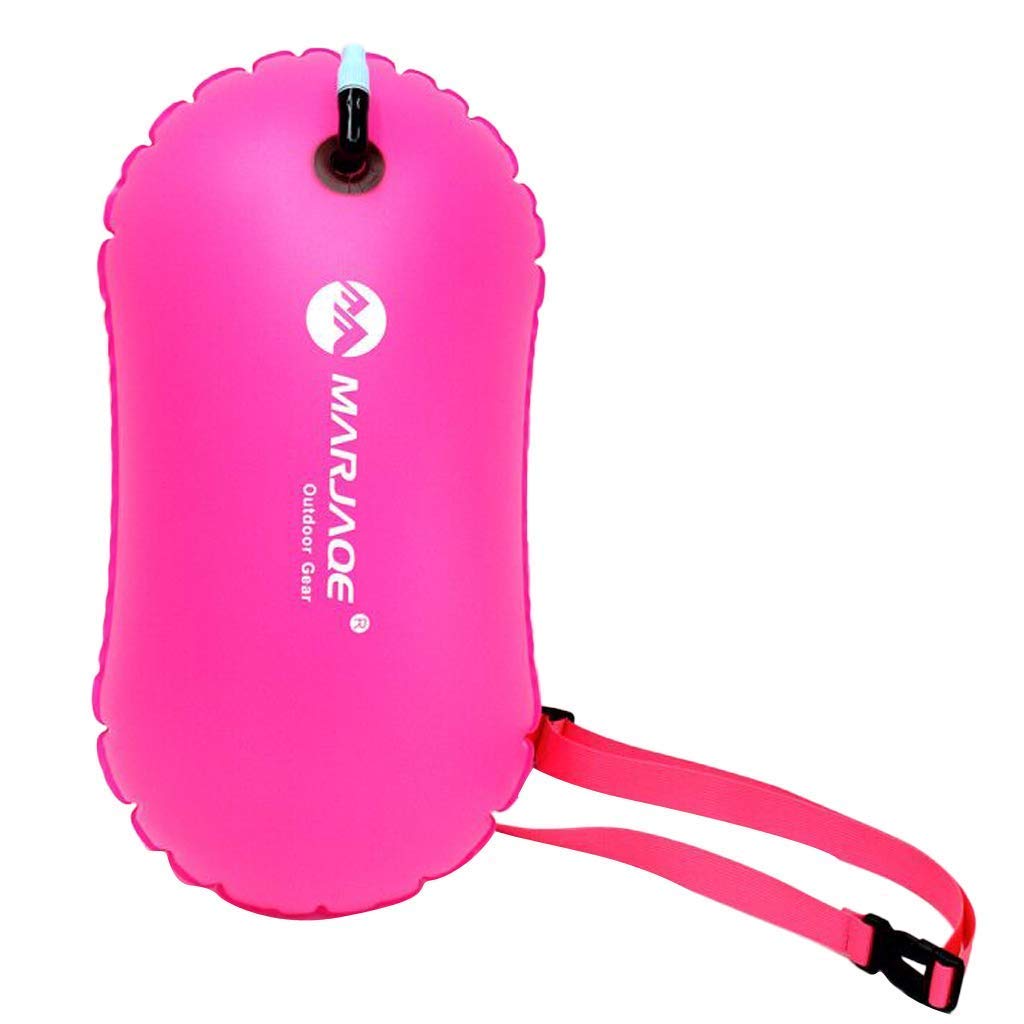 Onecen Swim Buoy Highly Visible Ultralight Swim Bubble Safety Buoy Tow Float with Adjustable Waist Belt for Open Water Swimmers Triathletes Kayakers Snorkelers Safe Swim Training (Rose Red), (a91)
