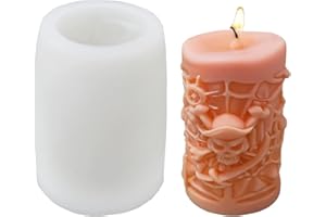 MIMIRACLE Pirates Silicone Candle Molds Cylinder Skeleton Pirate Resin Mold for Handmade Aromatherapy Candle Plaster Cement Ornaments Wax Making Polymer Clay DIY Craft