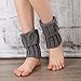 FAYBOX Winter Leg Warmer Crochet Knit Boot Socks Button Grey,One size