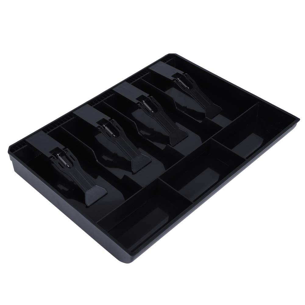 DEWIN Money Tin, Money Tins Cash Drawer Register Insert Tray Replacement 4 Bills 3 Coins Money Storage Box (Black)