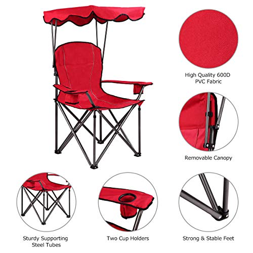 Waterjoy Canopy Stool, Portable Folding Beach Chair with Canopy