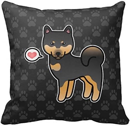 Funny Wholesale Black And Tan Cartoon Shiba Inu Love brown Cotton Linen Decorative Throw Pillow Cover Cushion Cover 18 X18 inch cushion.