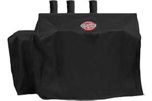 Char-Griller® 3-Burner Dual Fuel Expandable Propane Gas and Charcoal Outdoor Polyester Grill and Smoker Cover in Black, 29in x 65in x 49in, Model 8080