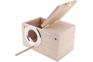 PINVNBY Parakeet Nesting Box Bird House for Cage Wood Mating Box Bird Breeding Box for Lovebirds, Cockatoo, Budgie, Finch, Canary Small and Medium Sized Birds (M:7.9 * 4.7 * 4.7 inch)