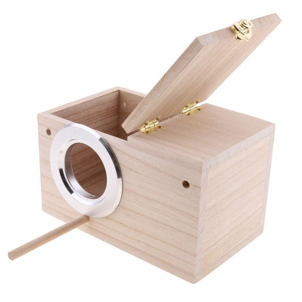 PIVBY Parakeet Nest Box Bird House Budgie Wood Breeding Box for Lovebirds, Parrotlets Mating Box (M:7.94.74.7 inch)
