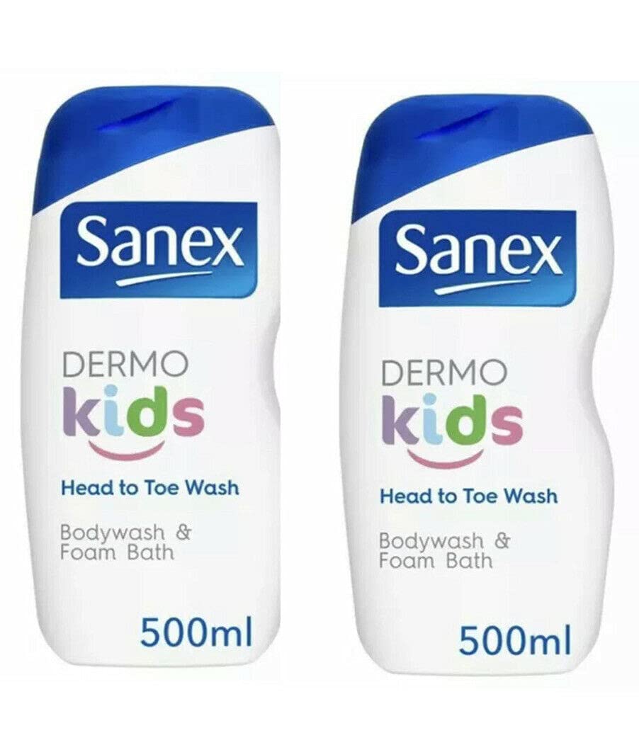 Sanex Dermo Kids Foam Bath & Bodywash Set of 2 x 500 ml Twin Pack Bundle.