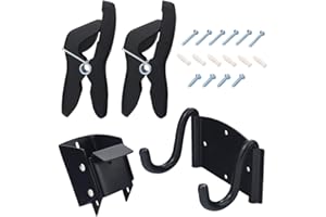 EZYPAK Wheelbarrow Storage Bracket, Wall Mounted, Heavy Duty, 90 lbs Capacity, Fits Most Single Wheel Models - Universal Wheelbarrow Tool Holder for Worx Aerocart, Gorilla Work Wagon - Black