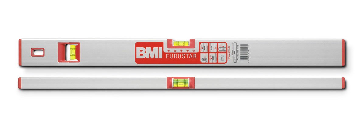 BMI 690120EM "Alustar" Alu-Spirit Level with Magnet, Silver/Red, 120 cm