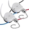 Akahttbn Ceiling Fan Switch ZE-208s E89885 3 Speed 4 Wire Fan Light Switch Replacement Part Speed Control Pull Chain Switch (Nickel) 2 PCS