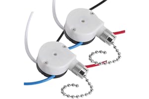 Akahttbn Ceiling Fan Switch ZE-208s E89885 3 Speed 4 Wire Fan Light Switch Replacement Part Speed Control Pull Chain Switch (Nickel) 2 PCS