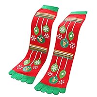 Goddessvan Christmas Toe Socks,Unisex Casual Knee-High Anti-slip Slipper Cotton Socks