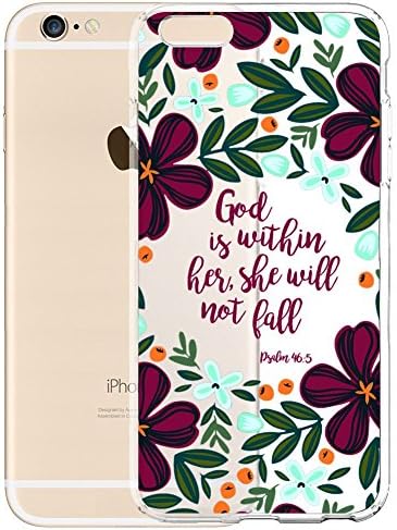 iPhone 6/6s 4.7 Case,Christian Quote God Is within Her,She Will Not Fall Clear Soft TPU Shock-Proof Protective Case