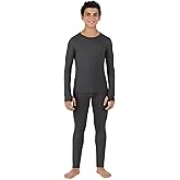 Cuddl Duds Boys Heavyweight Cold Weather Fleece Lined Thermal Set – Long Sleeve Shirt & Leggings – Long Johns for Kids