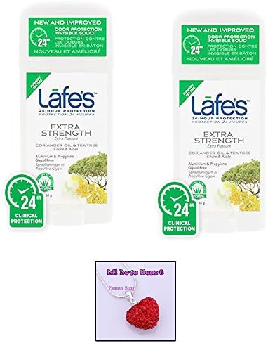 Lafe's Natural Deodorant Stick EXTRA STRENGTH (2 Pack) & Rhinestone Heart
