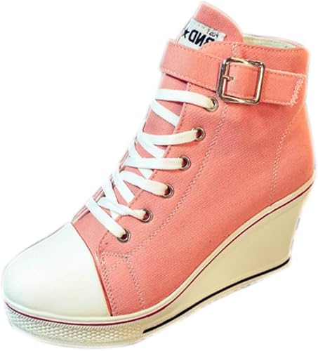 Amazon Candy キャンデイ 厚底スニーカー ヒールスニーカー レディース スニーカー シューズキャンバス ハイヒール ウェッジソール カジュアルシューズ キャンバス素材 インヒール 6色 スニーカー