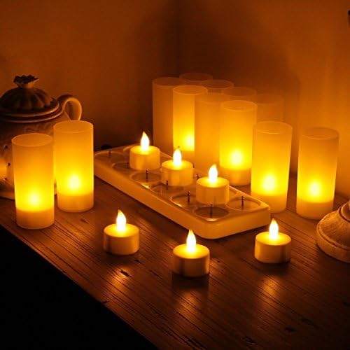 Rechargeable Tea Light Candles With Holders set of 12 Base