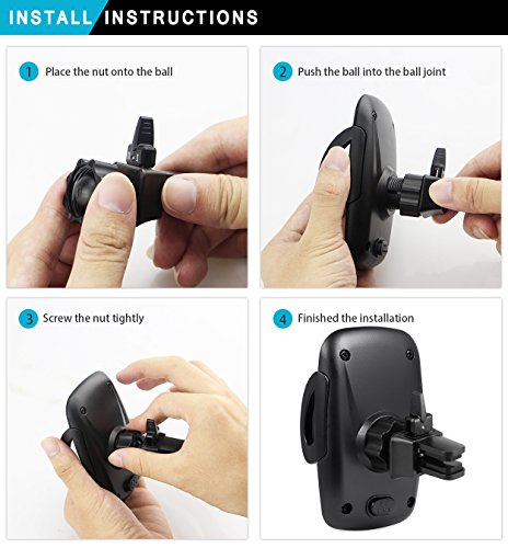 Budget&Good Universal Cell Phone Car Vent Mount Cradle Holder Compatible with iphone SE 7 7 Plus 6s 6 Plus 6 5s 5 4s 4 Nexus Sony Nokia and More (Black) - Thumbnail 5