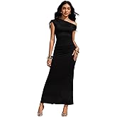 Verdusa Women's One Shoulder Dress Ruched Sleeveless Maxi Bodycon Fishtail Dresses
