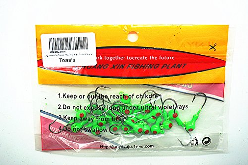 Toasis Fishing Round Jig Heads Ice Fishing Lure Bait Hooks Assorted Sizes Pack of 20 (Green, 1/2-Ounce) - Thumbnail 4